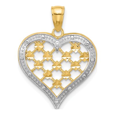 14K Yellow Gold Diamond-Cut Heart Charm