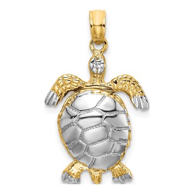 14K Yellow Gold Sea Turtle Charm