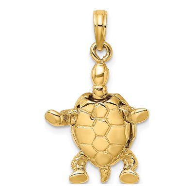 14K Yellow Gold 3D Turtle Pendant – view 5