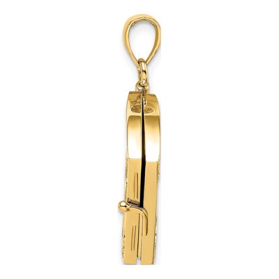 14K Yellow Gold Footprints Sand Moveable Book Charm – view 3