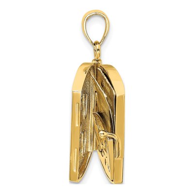 14K Yellow Gold Footprints Sand Moveable Book Charm – view 5