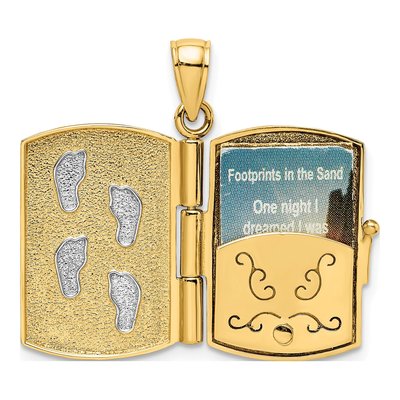 14K Yellow Gold Footprints Sand Moveable Book Charm – view 6