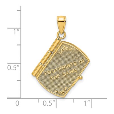 14K Yellow Gold Footprints Sand Moveable Book Charm – view 7
