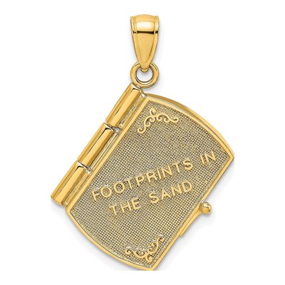 14K Yellow Gold Footprints Sand Moveable Book Charm