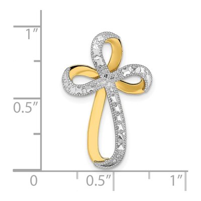 14K Yellow Gold Diamond-Cut Cross Charm – view 4