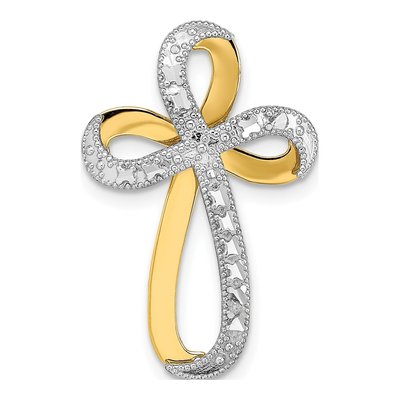 14K Yellow Gold Diamond-Cut Cross Charm