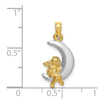 14K Yellow Gold Angel on Moon Charm – view 5