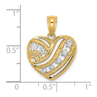 14K Yellow Gold Stars Stripes Heart Pendant – view 4