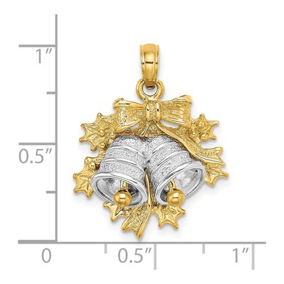 14K Two-Tone Gold Moveable Christmas Bells Charm – view 4