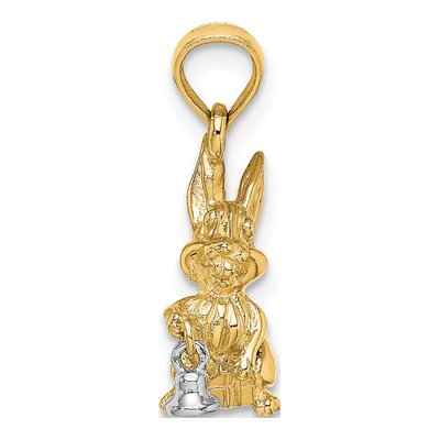 14K Two-Tone Gold 3D Bunny Rabbit Charm – view 3