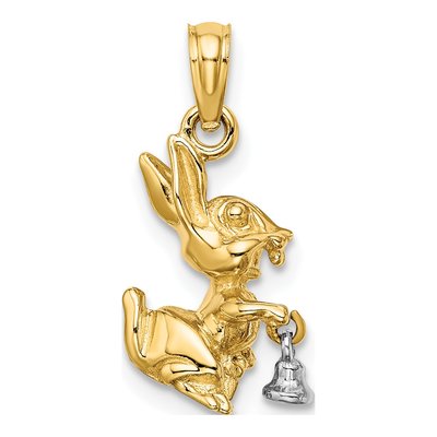 14K Two-Tone Gold 3D Bunny Rabbit Charm – view 4