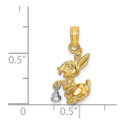 14K Two-Tone Gold 3D Bunny Rabbit Charm – view 5