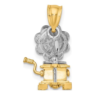 14K Two-Tone Gold 3-D Moveable Phonograph Charm – view 5