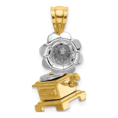 14K Two-Tone Gold 3-D Moveable Phonograph Charm