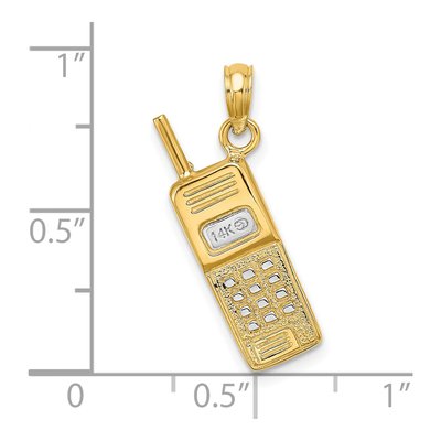 14K Yellow Gold 3D Retro Cell Phone Charm – view 4