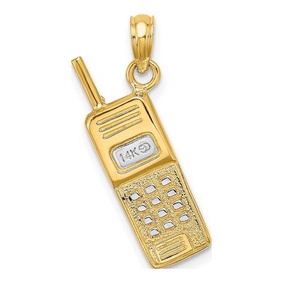 14K Yellow Gold 3D Retro Cell Phone Charm