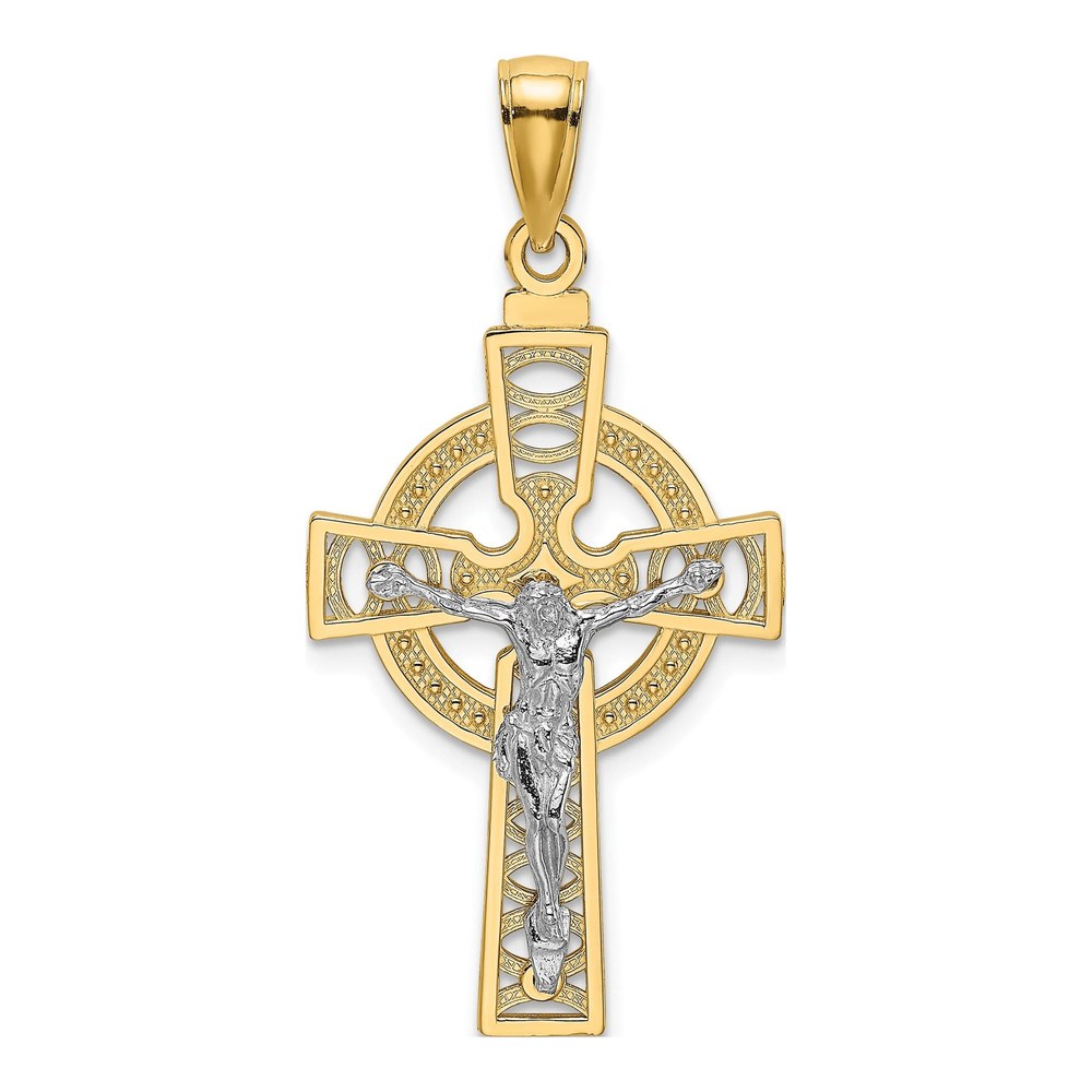 14K Two-Tone Gold Celtic Crucifix Pendant