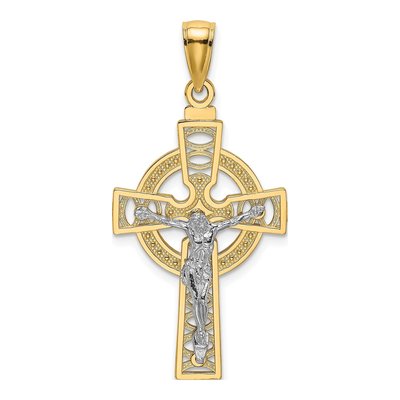 14K Two-Tone Gold Celtic Crucifix Pendant
