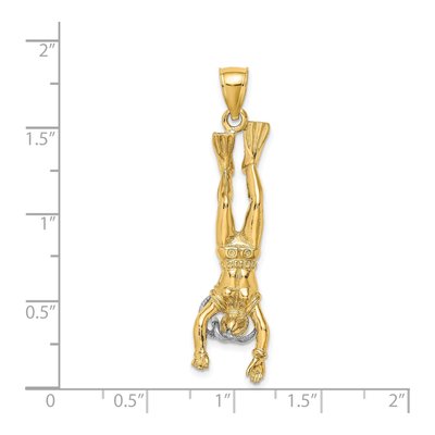 14K Two-Tone Gold 3D Scuba Diver Pendant – view 4