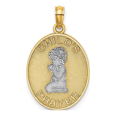 14K Yellow Gold Reversible Boy Prayer Pendant