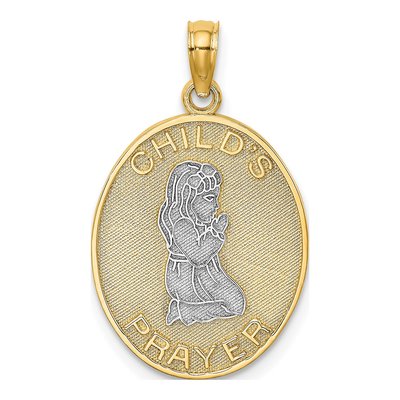 14K Yellow Gold Reversible Girl Prayer Charm