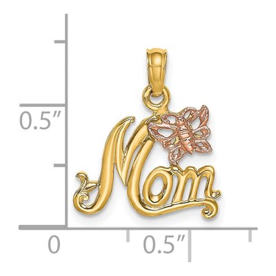 14K Two-Tone Gold MOM Butterfly Pendant – view 4