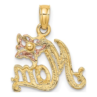 14K Two-Tone Gold MOM Butterfly Pendant – view 5