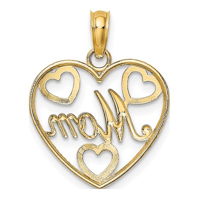14K Yellow Gold MOM Heart Charm – view 5