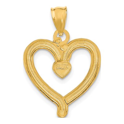 14K Yellow Gold Diamond-Cut Heart Charm – view 5