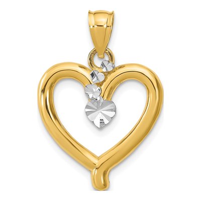 14K Yellow Gold Diamond-Cut Heart Charm