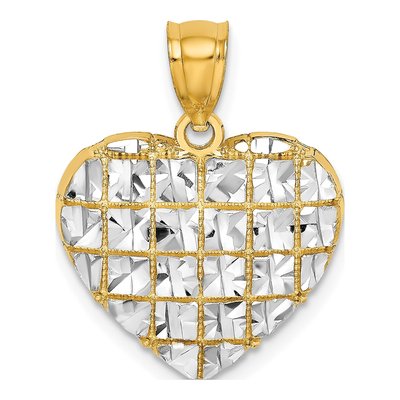 14K Yellow Gold Diamond-Cut Heart Charm
