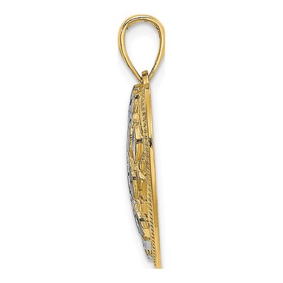 14K Yellow Gold Diamond-Cut Leaves Heart Charm – view 3