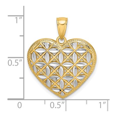 14K Yellow Gold Diamond-Cut Leaves Heart Charm – view 4