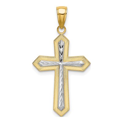 14K Yellow Gold Diamond-Cut Cross Charm