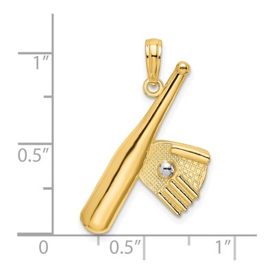 14K Yellow Gold Baseball Bat Ball Charm – view 4