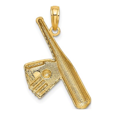 14K Yellow Gold Baseball Bat Ball Charm – view 5