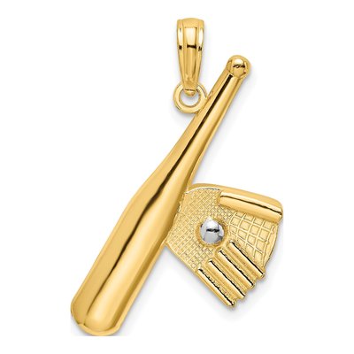 14K Yellow Gold Baseball Bat Ball Charm