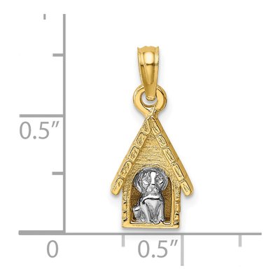 14K Two-Tone Gold 3D Dog House Pendant – view 4