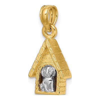 14K Two-Tone Gold 3D Dog House Pendant – view 6