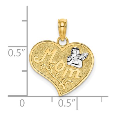 14K Yellow Gold MOM Angel Heart Pendant – view 4