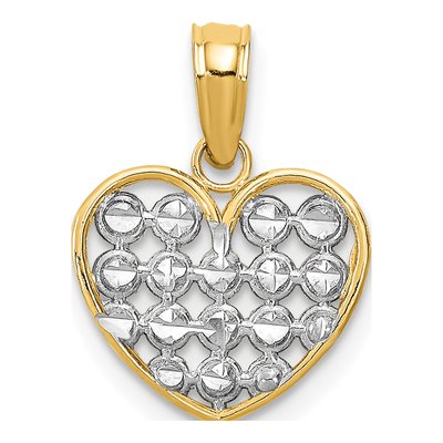 14K Yellow Gold Diamond-Cut Heart Pendant