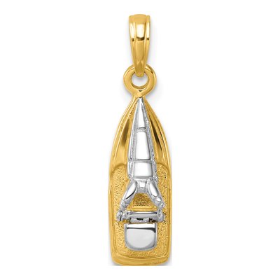 14K Yellow Gold 3D Wave Runner Pendant