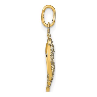 14K Yellow Gold Textured Heart Charm – view 3
