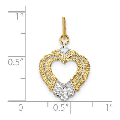 14K Yellow Gold Textured Heart Charm – view 4