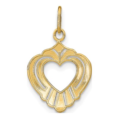14K Yellow Gold Textured Heart Charm – view 5