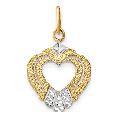 14K Yellow Gold Textured Heart Charm