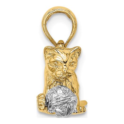 14K Two-Tone Gold 3-D Cat Charm – view 3