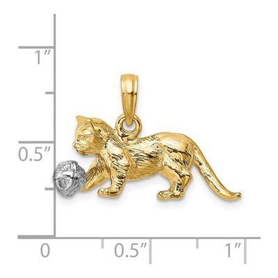 14K Two-Tone Gold 3-D Cat Charm – view 4