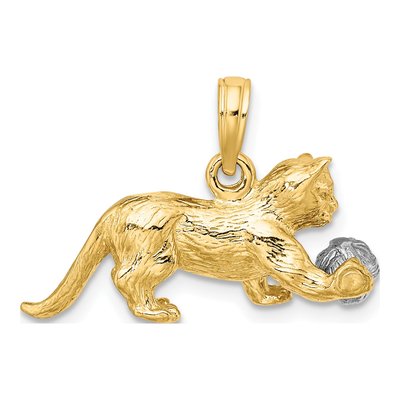 14K Two-Tone Gold 3-D Cat Charm – view 5