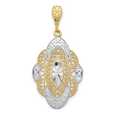 14K Yellow Gold Filigree Oval Charm